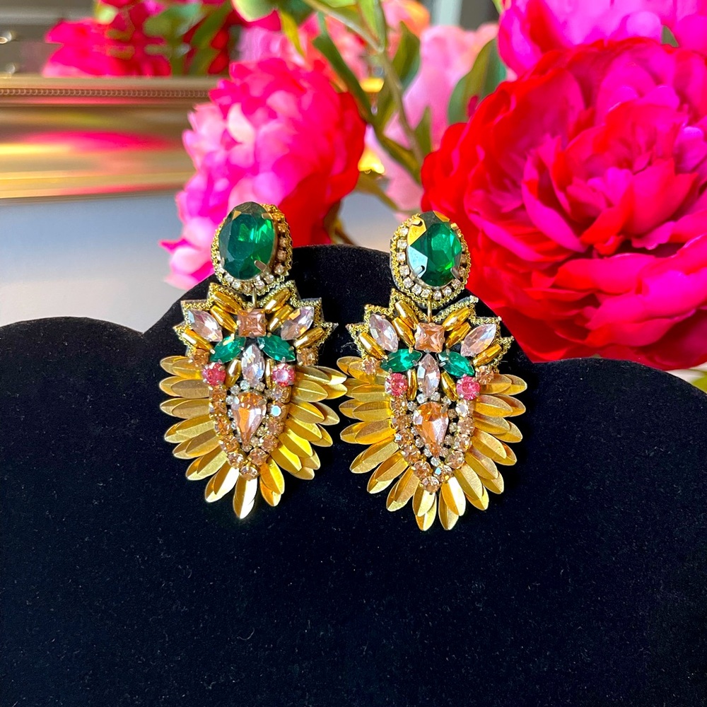 Gorgeous jewel tone pierced earrings with felt back